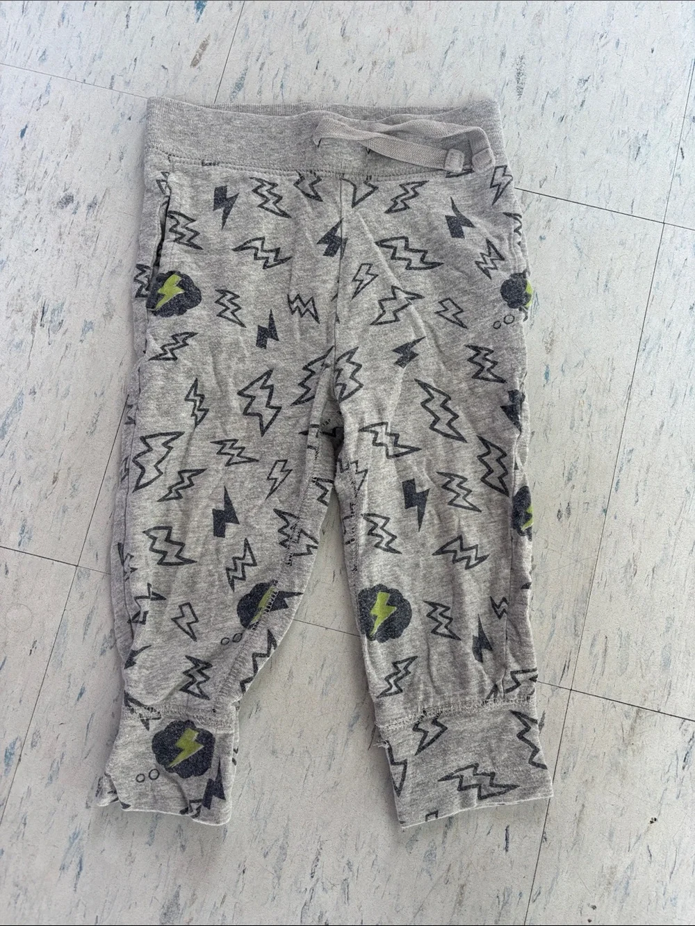 GAP Gray Joggers with Black and Lime Lightning Bolt Print